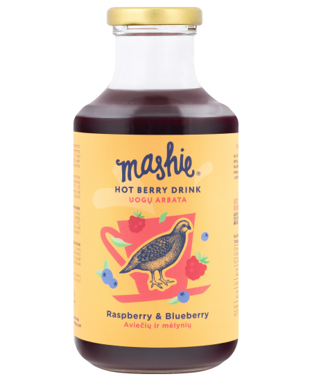 Uogų tyrė MASHIE Original, aviečių ir mėlynių, 500 ml.