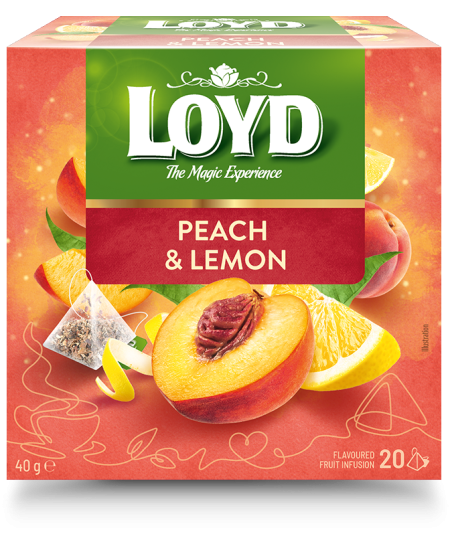 Vaisinis arbatos gėrimas LOYD, persiko ir citrinos skonio, 20x2 g