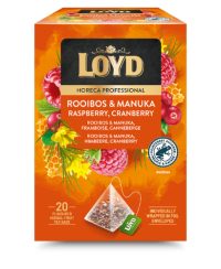 Vaisinės arbatos gėrimas LOYD Rooibos su manuka medumi avietėmis ir spanguolėmis, piramidė,20 x 1,7g