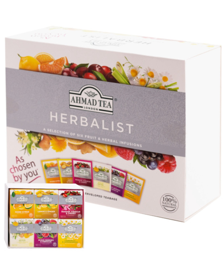 Vaisinės ir žolelių arbatos rinkinys AHMAD HERBALIST, 60 arbatos pakelių folijos vokeliuose