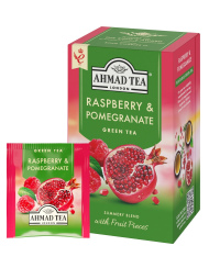Žalioji arbata AHMAD GREEN Raspberry & Pomegranate, 20 vokelių