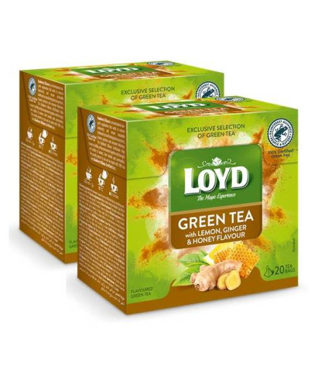 Žalioji arbata LOYD Green Lemon, Honey, Ginger 20x2g