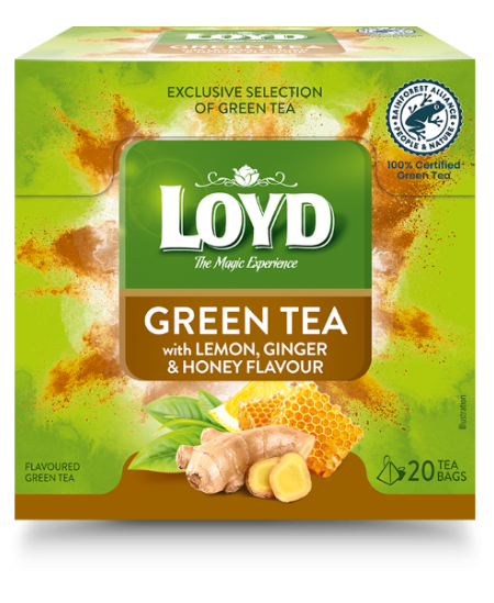 Žalioji arbata LOYD Green Lemon, Honey, Ginger 20x2g