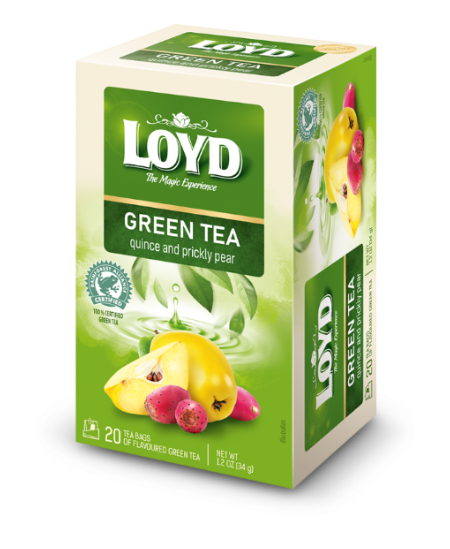 Žalioji arbata LOYD, svarainių ir opuncijų skonio, 20 x 1.7g