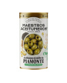 Žalios be kauliukų alyvuogės MAESTROS ACEITUNEROS, „Piamonte“ su baltųju trumų skoniu, 320/150 g