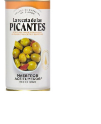 Žaliosios alyvuogės MAESTROS ACEITUNEROS, su aliejumi ir žaliaisiais pipirais, 350/185 g