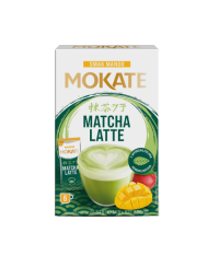 Žaliosios arbatos gėrimas MOKATE latte matcha ir mango skonio, 6 x 14g