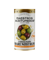 Žaliosios ir juodosios alyvuogės su kauliukais MAESTROS ACEITUNEROS, „Mare Nostrum“ skonio, 350/185
