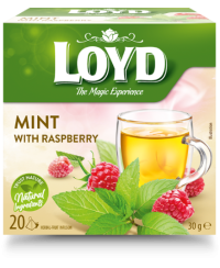 Žolelių arbata LOYD, mėtos ir aviečių skonio, 20 x 1,5 g