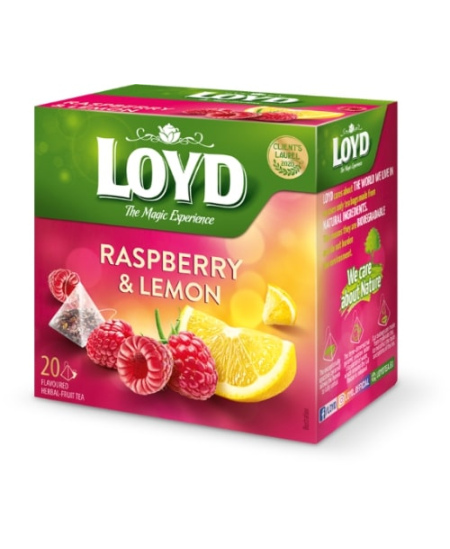 Žolelių ir vaisių arbata LOYD, aviečių ir citrinų skonio, 20 x 2g