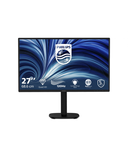 Philips | 27B2N3500/00 | 27 " | IPS | QHD | 16:9 | 120 Hz | 2560 x 1440 pixels | HDMI ports quantity 2 | Black