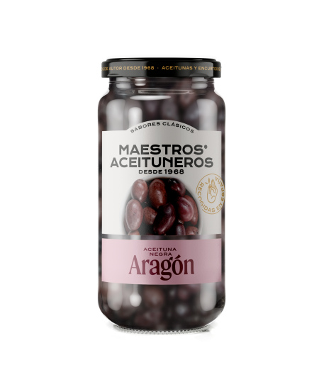 Juodosios alyvuogės Aragon MAESTROS ACEITUNEROS, su kauliuku, 200 g