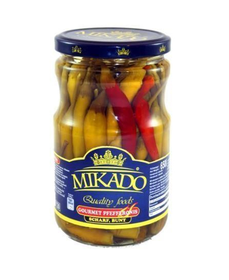 Konservuoti aitrieji pipirai, MIKADO, 0,65 kg / 0,3 kg