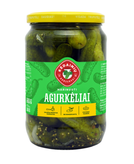 Marinuoti agurkėliai KĖDAINIŲ, 0,72/660/360 g