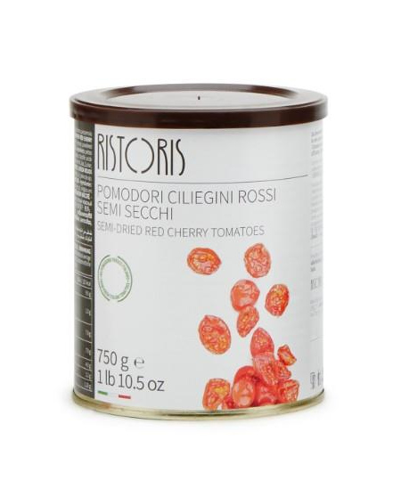 Pusiau džiovinti vyšniniai pomidorai, RISTORRIS, raudoni 750g/450g