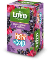 Vaisinis arbatos gėrimas LOYD HOT&COLD juodųjų serbentų ir hibisko skonio, 15x2 g