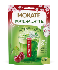 Žaliosios arbatos gėrimas MOKATE Matcha latte vyšnių skonio 40g