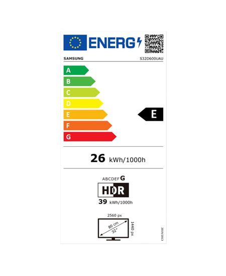 Samsung | LS32D600UAUXEN | 32 " | IPS | QHD | 16:9 | 100 Hz | 5 ms | 2560 x 1440 pixels | 350 cd/m² | HDMI ports quantity 