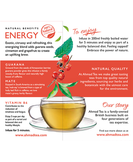 Ahmad Tea Natūrali arbata ''Energy'', vokeliuose, 20 vnt.