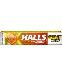 Becukriai juodosios arbatos skonio ledinukai HALLS, su citrina, vitaminu B6 ir kofeinu (0,1%), 32g