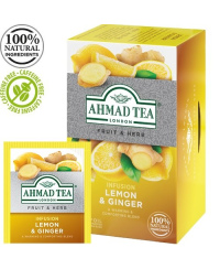 Vaisinė ir žolelių arbata AHMAD ALU LEMON & GINGER, 20 vokelių po 2g