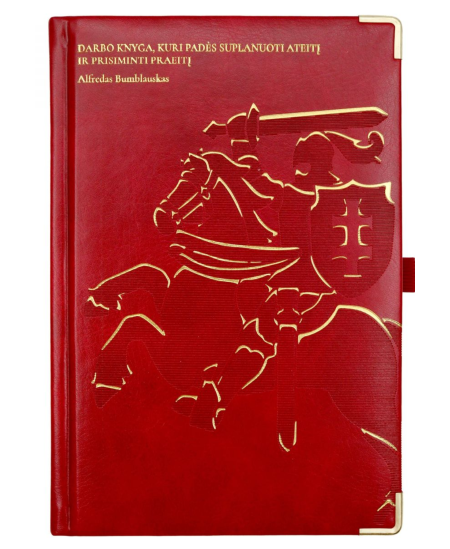 ISTORINIS kalendorius aukso spalvos kraštais 2027, PU, A5, LT, raudonos spalvos