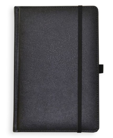 Darbo kalendorius UNIVERSAL Black Edition, A5, PU, be datų, juodos spalvos