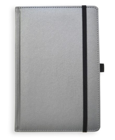 Darbo kalendorius UNIVERSAL Black Edition, A5, PU, be datų, sidabrinės spalvos