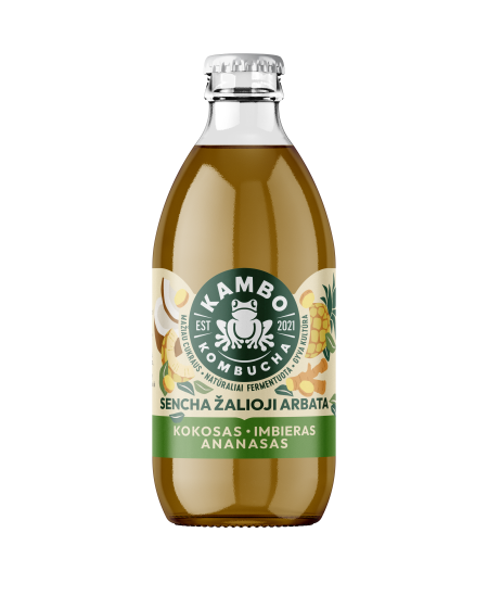 Kombuča KAMBO KOMBUCHA, su ananasais, kokosais ir imbieru, 0,33 l