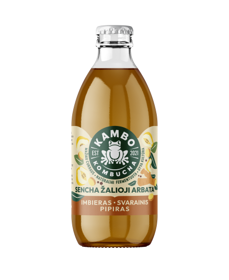 Kombuča KAMBO KOMBUCHA, su imbieru, svarainiais ir pipirais, 0,33 l