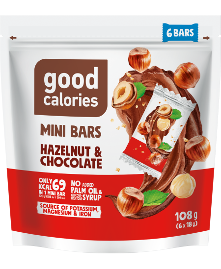 Mini datulių batonėliai GOOD CALORIES, su riešutais ir šokoladu, 108 g