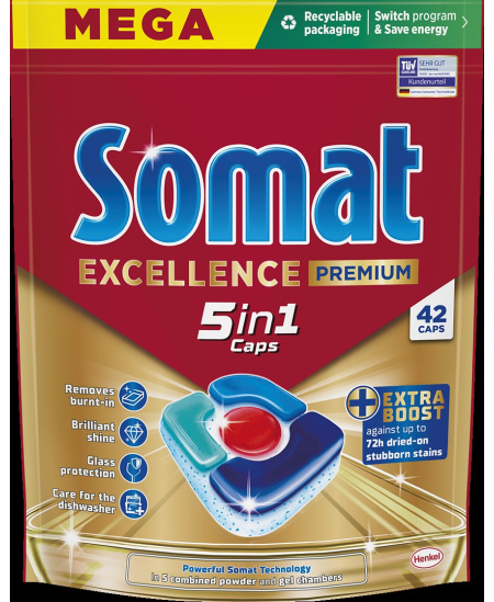 Indaplovių kapsulės "SOMAT EXCELLENCE Premium 5in1" 42vnt.