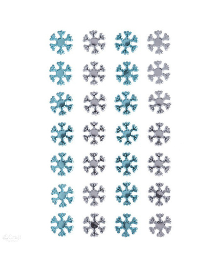 Dekor.lipnūs kristalai SNOWFLAKES mėlyni ir skaidrūs 28vnt