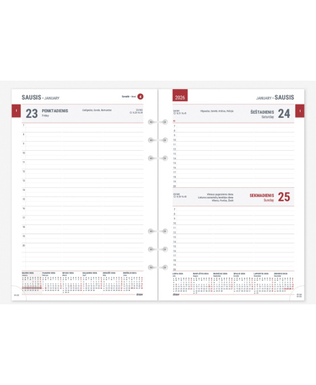 Kalendorius MAXI Organizer 2027, A5, oda, rudos spalvos