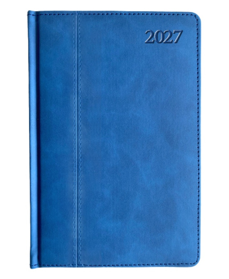 Kalendorius PREMIER Plus 2027, A4, PU, mėlynos spalvos