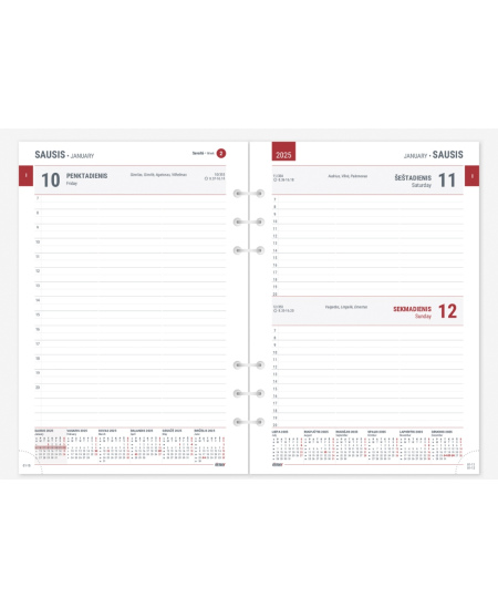Vidaus blokas kalendoriui MAXI Day Organizer 2027, A5