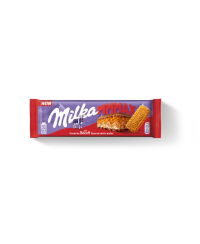 Pieninis šokoladas MILKA Biscoff iš Alpių pieno su karamelizuotų sausainių gabalėliais, 275g