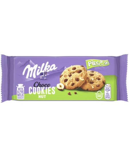 Sausainiai MILKA Choco, su lazdynų riešutų gabalėliais, 135 g