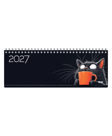 Kalendorius TIMER Memo "Black Cat" 2027, kartoninis, 290x110 mm