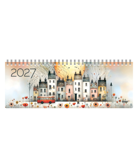 Kalendorius TIMER Memo "Red Bus" 2027, kartoninis, 290x110 mm