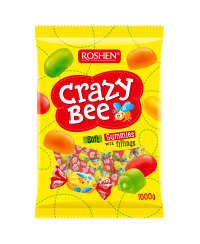 Kramtomieji saldainiai CRAZY BEE FRUTTY, su įvairių skonių įdaru, 1kg