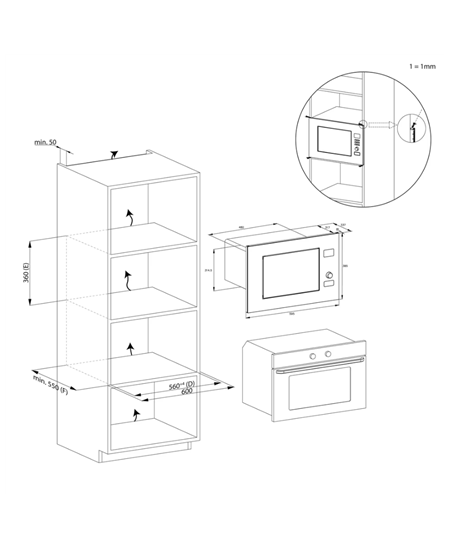Candy Microwave oven | CA38FL7N20WXB | Built-in | 750 W | 20 L | Grill | Black