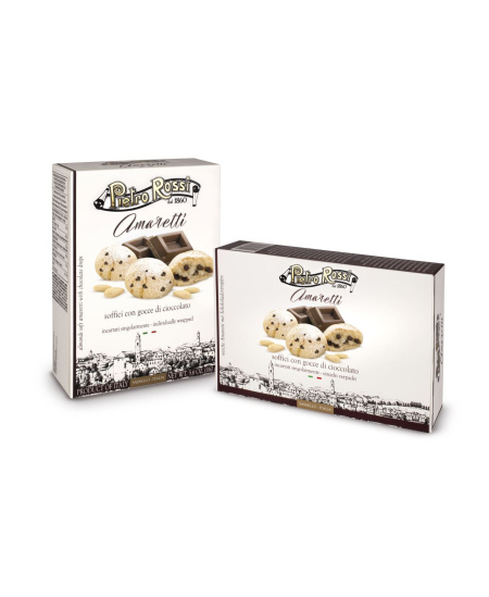 Sausainiai PIETRO ROSSI Premium Soft Amaretti, su šokolado gabaliukais, 160 g