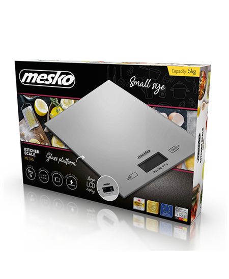 Mesko Kitchen Scales MS 3145 Maximum weight (capacity) 5 kg, Graduation 1 g, Silver, Warranty 24 month(s)