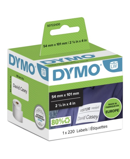 Dymo 99014 (S0722430) Etikečių ritinėlis Black on White, 54mm x 101mm, 220 Lipdukų