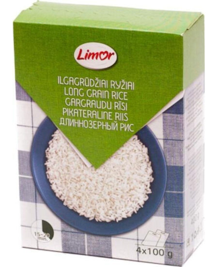 Ryžiai LIMOR, ilgagrūdžiai, 4 x 100 g