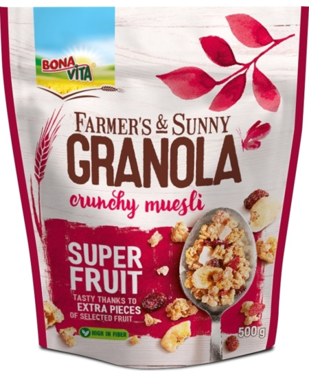 Granola BONA VITA, su vaisiais, 500 g