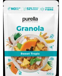 Granola PURELLA, su bananais, ananasais, kokosais ir papajomis, 300 g