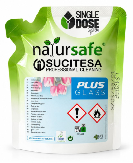 Langų ir stiklų valiklis NATURSAFE PLUS GLASS, koncentratas MINI, 50 ml