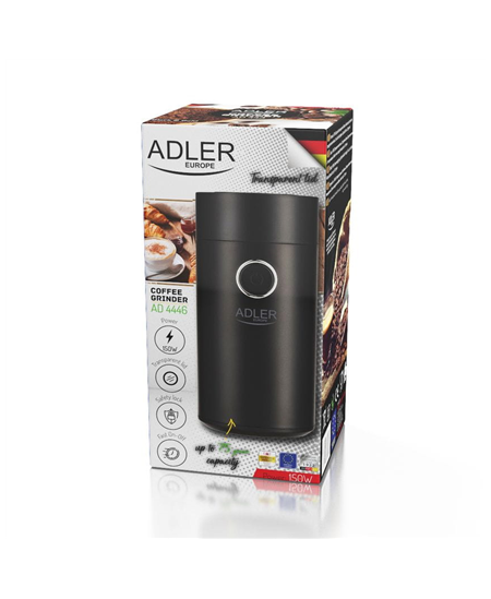 Adler | Coffee grinder | AD4446bs | 150 W | Coffee beans capacity 75 g | Lid safety switch | Black